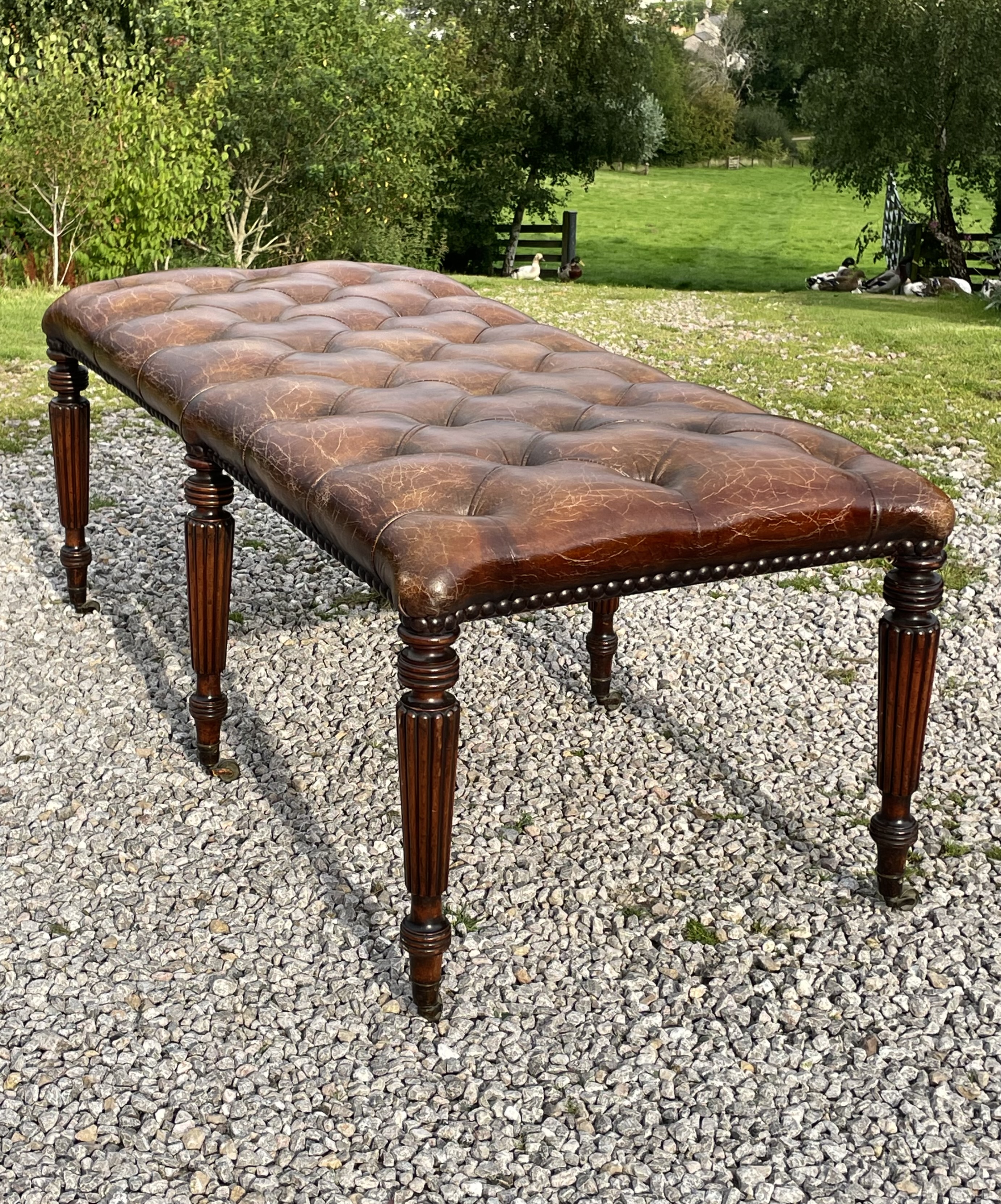 Country house leather stool